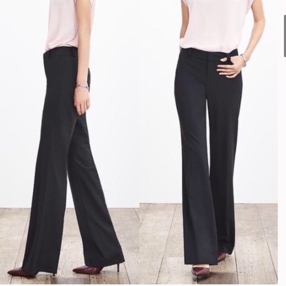 Banana Republic Pants - Banana Republic Jackson Wide Leg Wool Blk Trouser